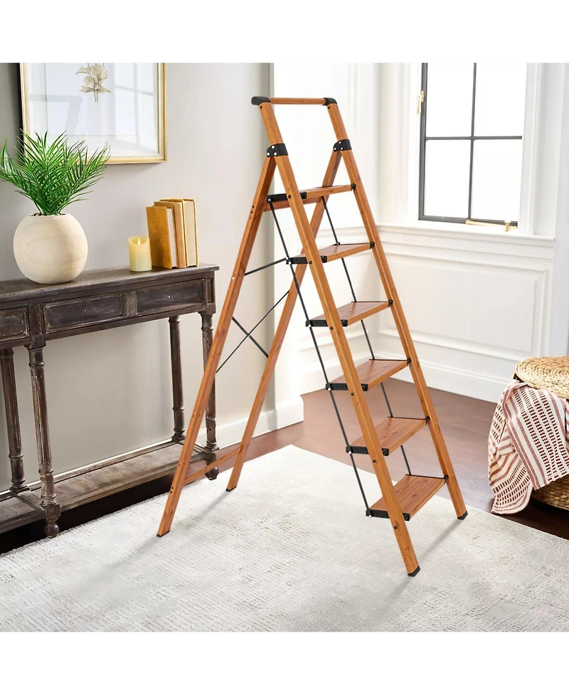 Flynama 5 Step Ladder, 5 Step Stool Folding Step Stool with Handrails, Sturdy Step Stool for Adult, Gorilla Ladders 500LBS Capacity Sturdy& Portable L