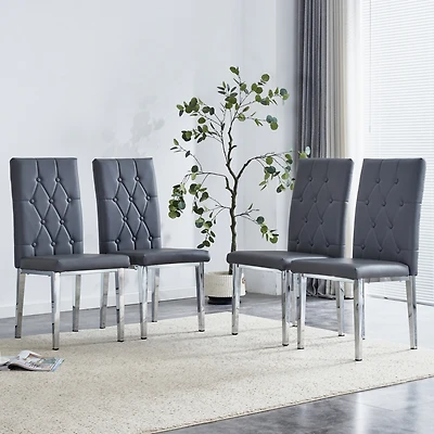 Streamdale Elegant Gray Grid Armless Dining Chairs (4-Piece Set