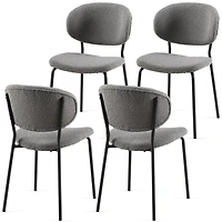 Streamdale Boucle Fabric Dining Chairs (4), Black Metal Legs