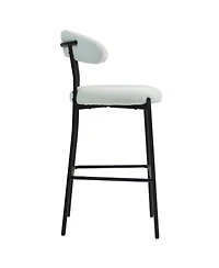Streamdale Furniture 26" Counter height bar stools Teddy fabric cover kitchen island counter bar stool with black powder coating base and footrest(Sno