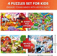Quokka 4x48 Pcs Puzzles Educational Preschool Toy for Kids 4-6 Ages