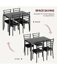 gaomon 5 Piece Glass Dining Table Set, Kitchen and Chairs for 4, Kitchen Table and Chairs Modern Room Sets Home, Party,Black