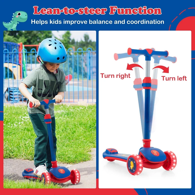 Folding Kids Scooter with Extra Wide Deck and Led Lighted Pu Wheels
