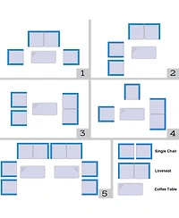 Sugift 4 Pieces Comfortable Outdoor Rattan Sofa Set with Glass Coffee Table-Peacock Blue