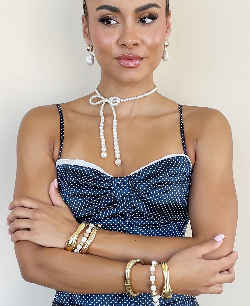 Ettika Venus Mother of Pearl Choker Bow Necklace