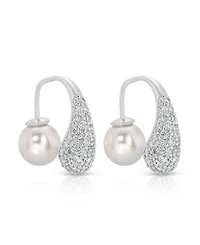 Ettika Hooked Pave and Mother of Pearl Drop Earrings