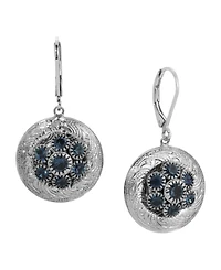 2028 Silver-Tone Crystal Round Drop Earrings