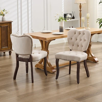 Streamdale Vintage Upholstered Dining Chair, Set of 2, Beige