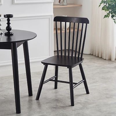 Streamdale 4-Piece Black Dining Chairs, Rubber Wood