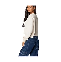 Edikted Womens 88 Waffle Long Sleeve T Shirt