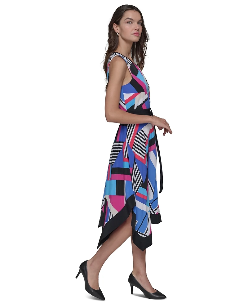 Women's Asymmetric Printed Midi Dress