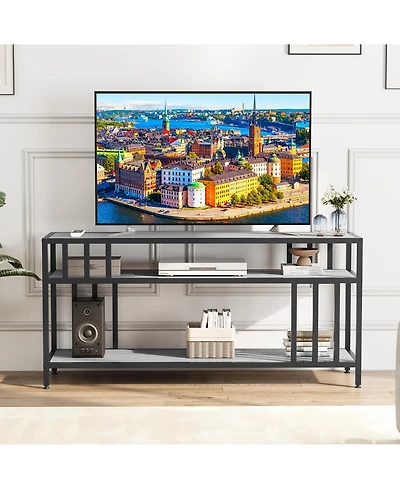 gaomon 65'' Tv Stand for Tv up to 65 Inches, Entertainment Center with Open Storage Shelves