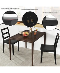 Sugift Set of 2 Wood Dining Chairs with Solid Rubber Wood Legs-Black