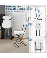 Sugift 2 Pieces Outdoor Folding Chair Set with Sturdy Frame and Ergonomic Backrest-White