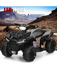 Sugift 6V Kids Atv Quad Electric Ride On Car with Led Light and MP3-Black