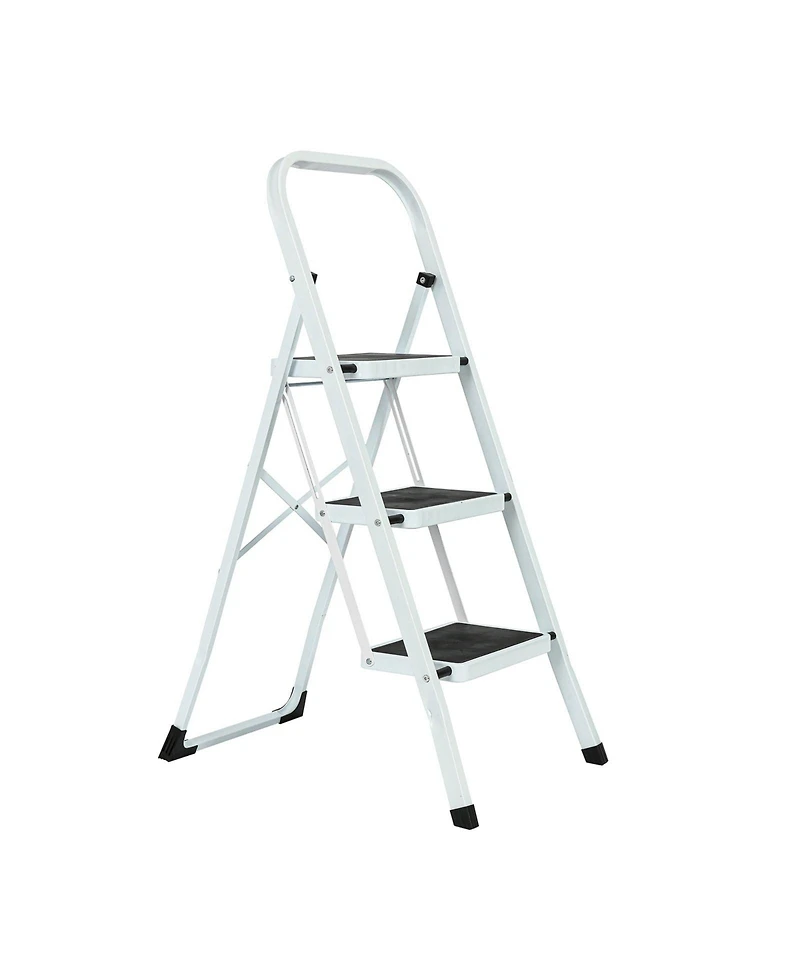 Flynama 3 Step Ladder Folding Step Stool , Lightweight Step Stools for Adults with Anti-Slip Pedal, Portable Steel Handrails Step Ladder Withstanding