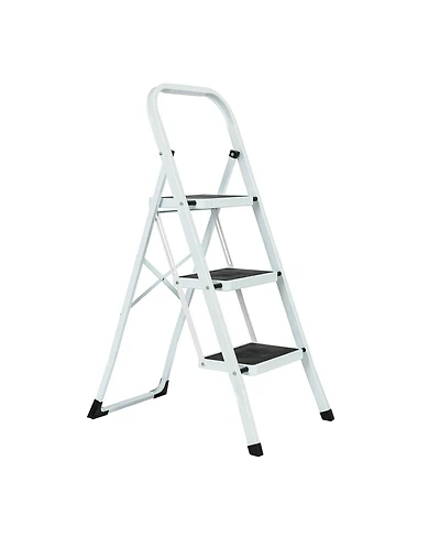 Flynama 3 Step Ladder Folding Step Stool , Lightweight Step Stools for Adults with Anti-Slip Pedal, Portable Steel Handrails Step Ladder Withstanding