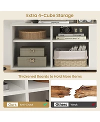 Sugift Storage Cabinet Tv Console Cabinet with 2 Drawers and 4 Cubes for Entryway