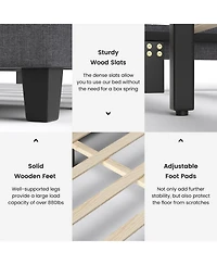 Sugift Full Upholstered Bed Frame with Ottoman Storage-Full Size