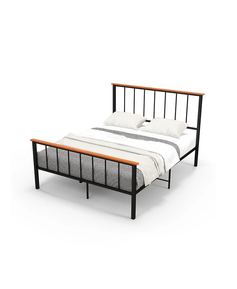Sugift Queen Bed Frame with Headboard and Footboard-Queen Size