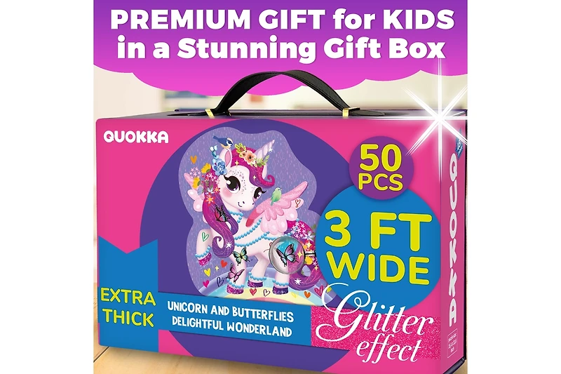 Quokka 2x3 Feet Giant Shaped Glitter Floor Puzzles for Kids Ages 3-5