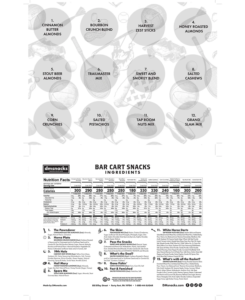 Dm Snacks Vintage-Inspired Nut Blends Gourmet Bar Cart Snack Collection, 12 Piece
