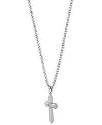 Blackjack Men's Cubic Zirconia Cross 24" Pendant Necklace in Stainless Steel