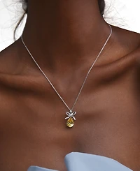 Eliot Danori Cubic Zirconia Bow Drop Pendant Necklace, 16" + 2" extender
