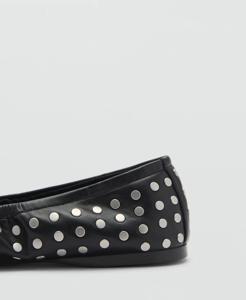 Mango Women's Studded Bow Ballerina Shoes