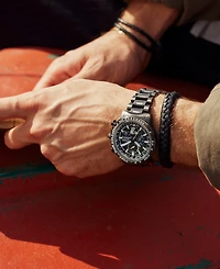 Citizen Eco-Drive Men's Chronograph Promaster Geo Trekker Gray-Tone Stainless Steel Bracelet Watch 46mm