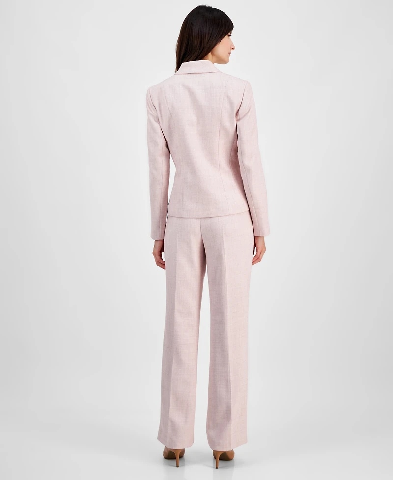 Le Suit Women's Two-Button Shawl Collar Jacket & Side-Zip Pants Set, Regular Petite