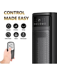Sugift 1500W Oscillating Ceramic Tower Electric Space Heater with Remote Control
