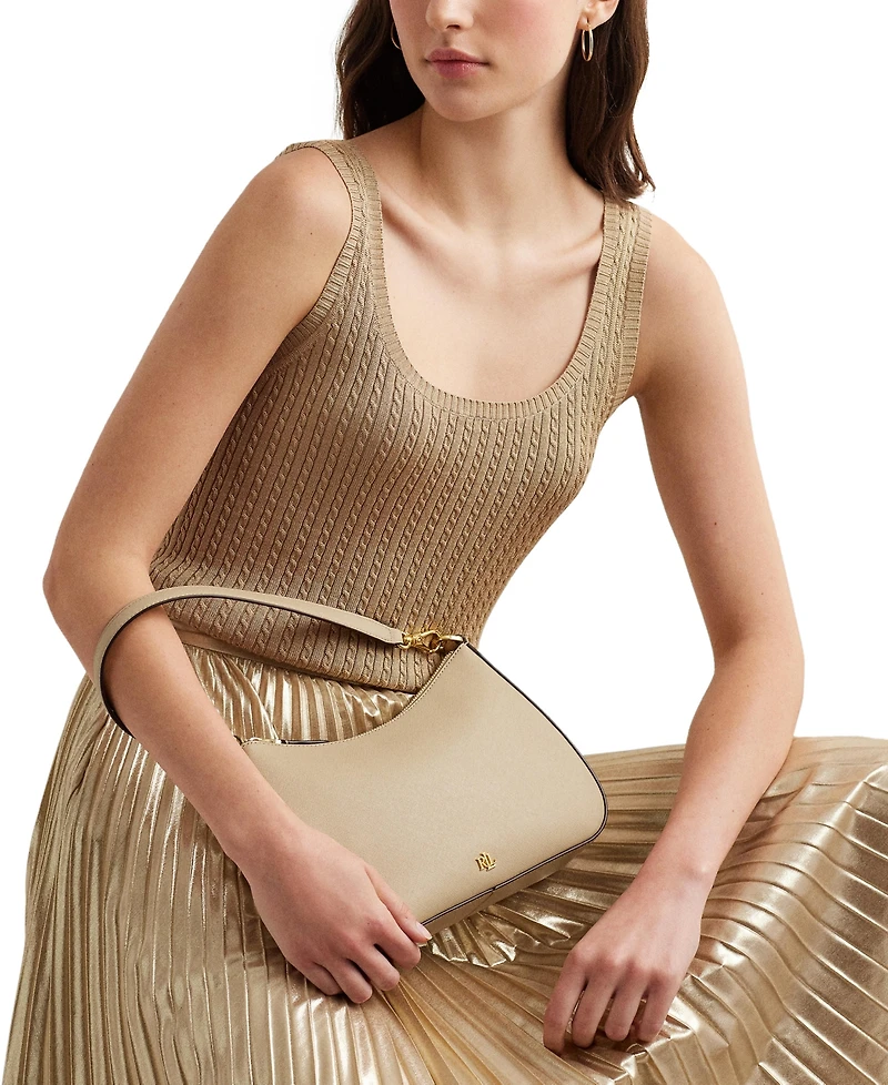 Lauren Ralph Women's Crosshatch Leather Medium Danni Shoulder Bag