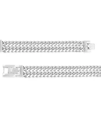 Men's Diamond Cross Double Curb Chain Bracelet (3/8 ct. t.w.) in Sterling Silver