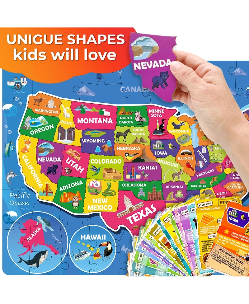 Quokka 70 Pcs Jigsaw Puzzles for Kids Ages 4-6 - 400+ Facts on 50 Flashcards