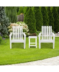 Sugift 15 Inch Patio Square Wooden Slat End Side Coffee Table for Garden-White
