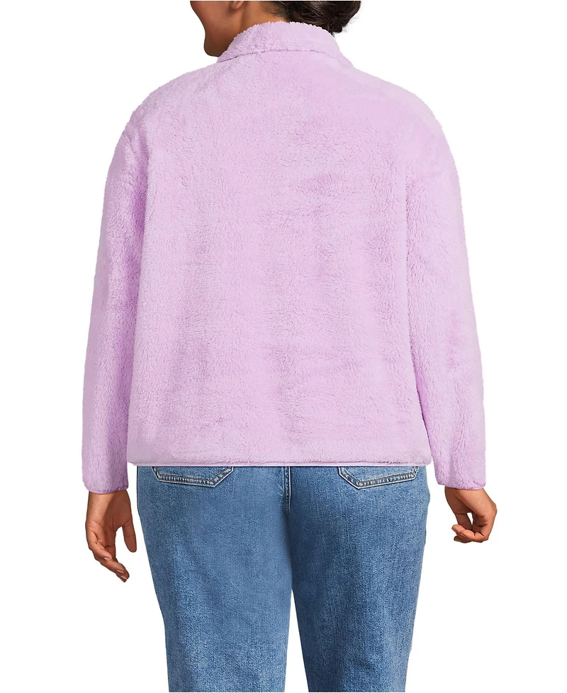 Lands' End Plus Half Zip Cozy High Pile Fleece Pullover