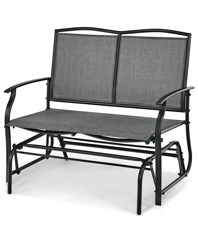 Sugift Iron Patio Rocking Chair for Outdoor Backyard and Lawn-Gray
