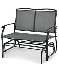 Sugift Iron Patio Rocking Chair for Outdoor Backyard and Lawn-Gray