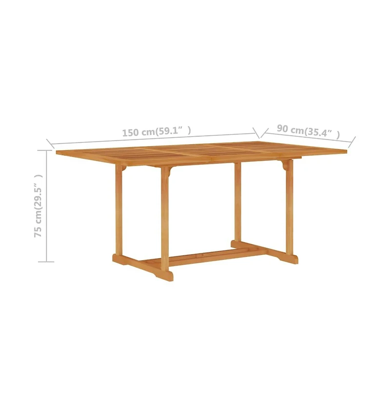 vidaXL Patio Table 59.1"x35.4"x29.5" Solid Teak Wood