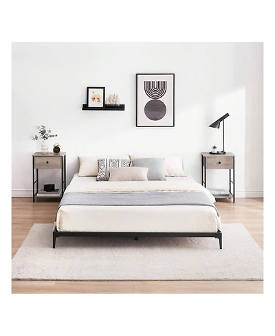 gaomon Bed Frame,6 Inch Metal Bed Frame Heavy Duty Platform Sturdy Steel Slat Platform Noise Free No Box Spring Needed With Huge Storage Space, Create