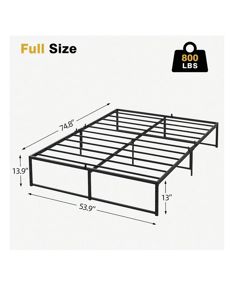 gaomon Twin/Full/Queen Size Metal Bed Frame, Platform Bed Frame 13 Inch With 3 In 1 Steel Support, Heavy Duty Metal Platform Bed Frame No Box Spring N