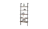 Slickblue Industrial Wall-Mounted Bookcase 5-Tier Open Ladder Shelf with Metal Frame for Stylish Storage