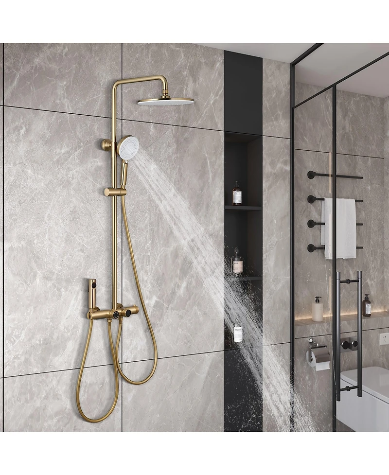 Mondawe 12Inch 4-Functiom Shower Faucet System Set with Handheld Spray (Rough-in Value Included)