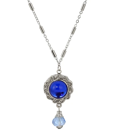 2028 Round Glass Stone Locket Necklace