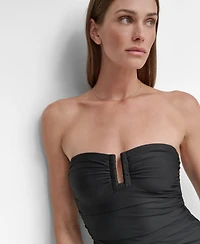 Dkny Women's Textured Shirred One-Piece Swimsuit
