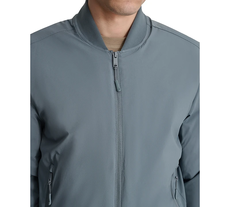 Dkny Men's Stretch Zip-Front Zip-Pocket Bomber Jacket