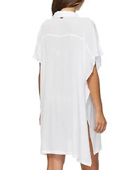 Raisins Juniors' Vacay Button-Front Cover-Up Tunic Shirt