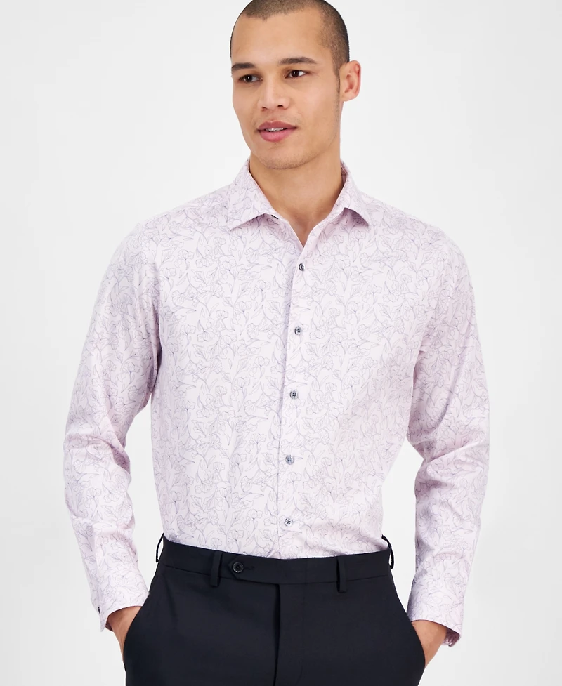 Bar Iii Men's Slim Fit Long Sleeve Button-Front Abstract Floral Print Shirt, Exclusively at Macy's