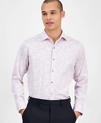 Bar Iii Men's Slim Fit Long Sleeve Button-Front Abstract Floral Print Shirt, Exclusively at Macy's